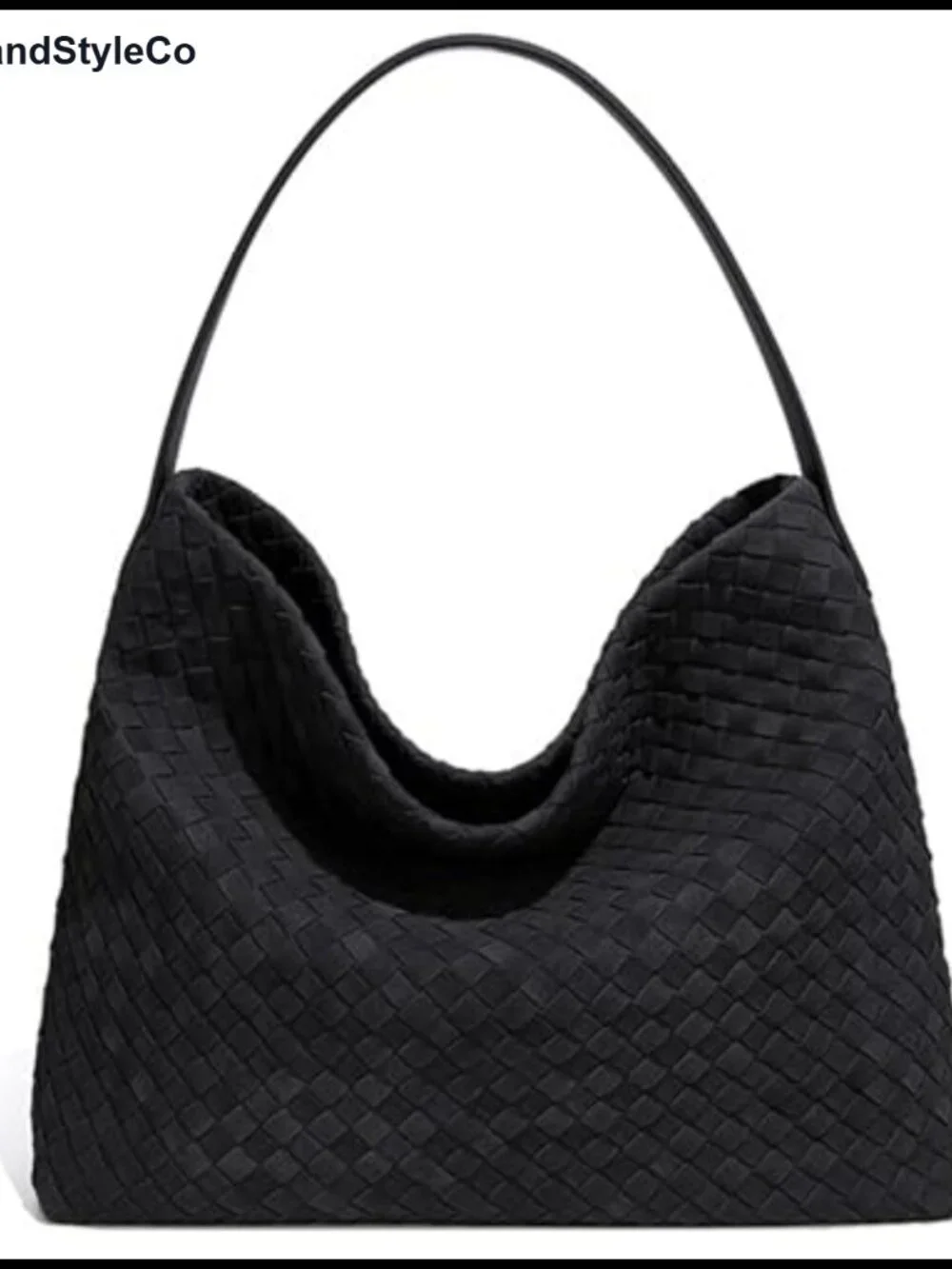 Woven Suede Hobo Bag Slouchy Shoulder Tote Purse with Detachable Crossbody Strap